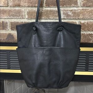 Monserat de Lucca Black Leather Tote‎ Bag